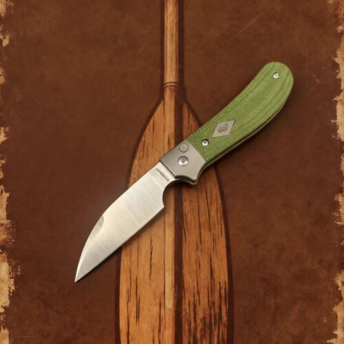 The RoseCraft Blades Clinch River Button Lock Green Micarta